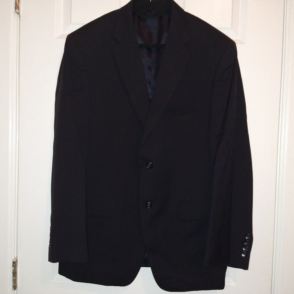 Dark Navy Blue Pinstriped 3-Piece Suit by Jones New York
